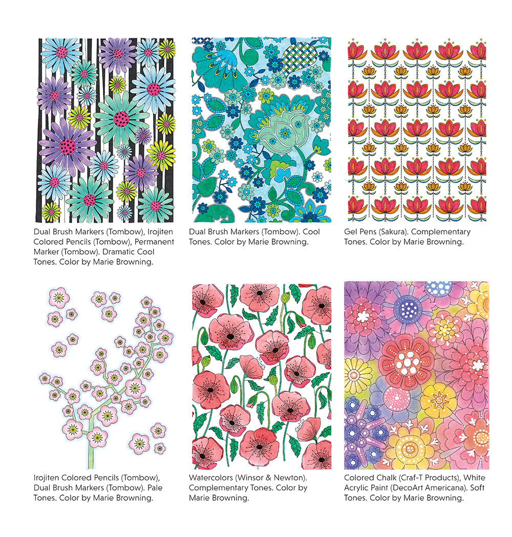 Modern Flowers Coloring Book