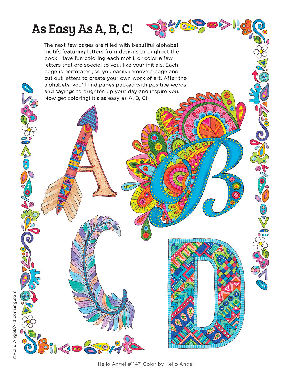 Hello Angel Letter Love Coloring Collection