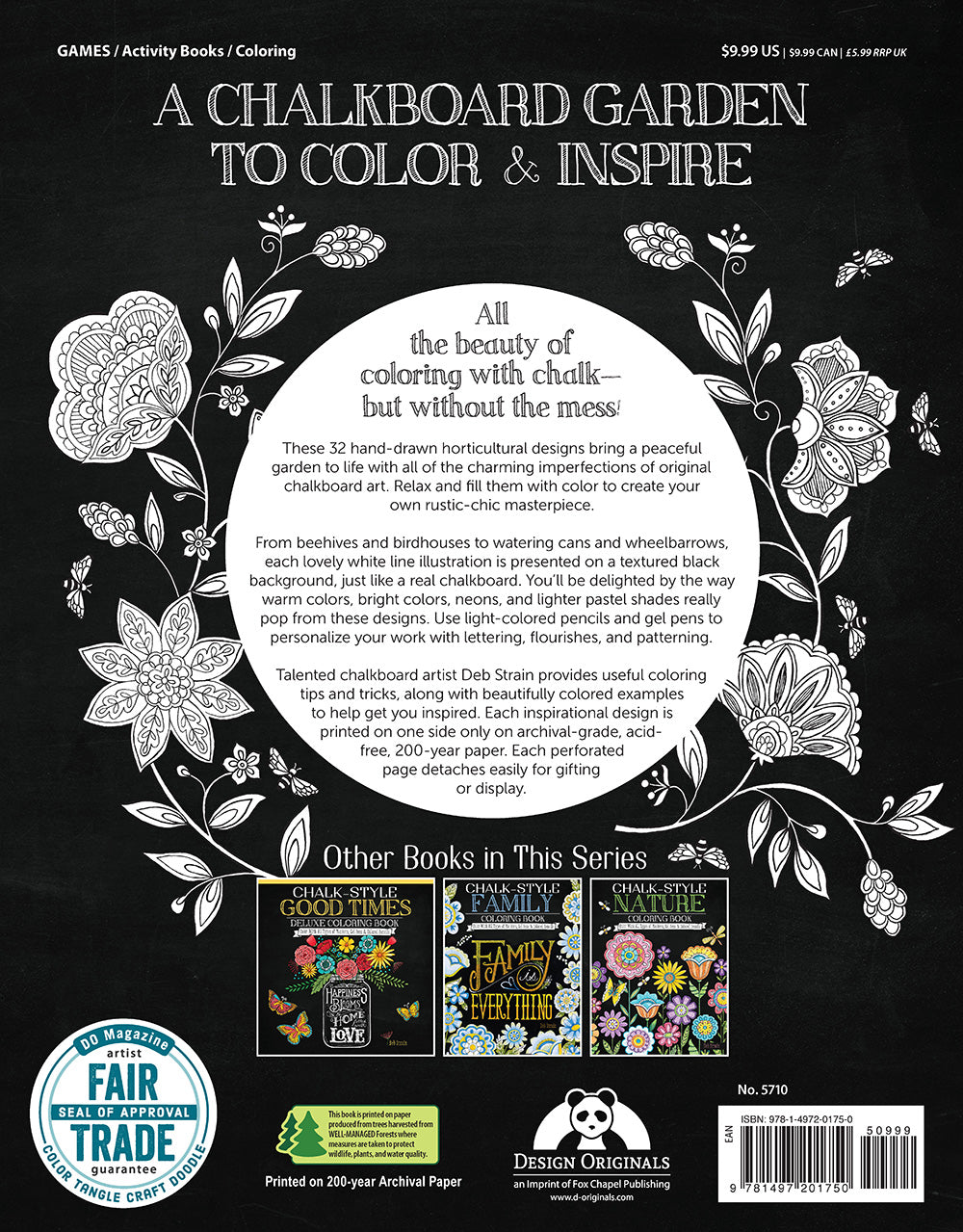 Chalk-Style Garden Coloring Book