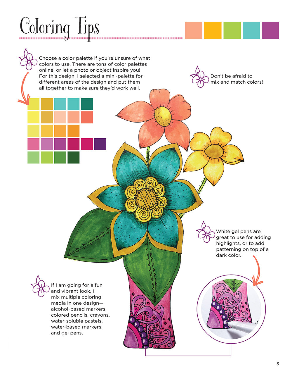 KC Doodle Art Beautiful Blooms Coloring Book