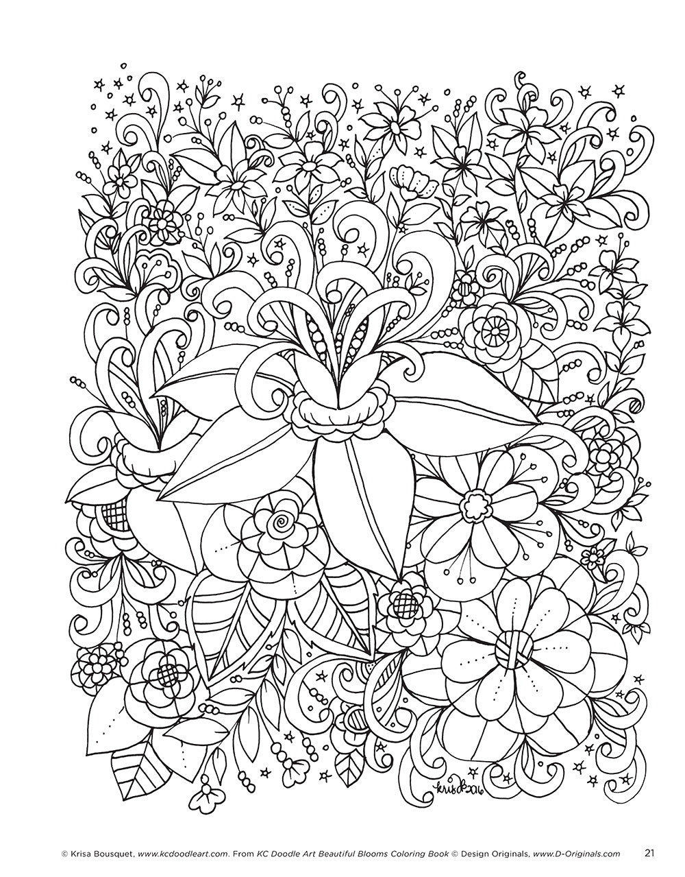 KC Doodle Art Beautiful Blooms Coloring Book