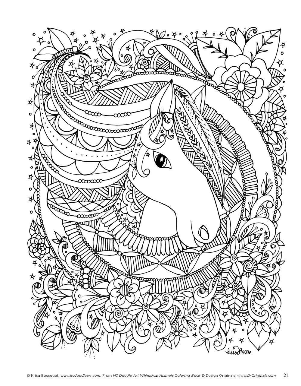 KC Doodle Art Whimsical Animals Coloring Book