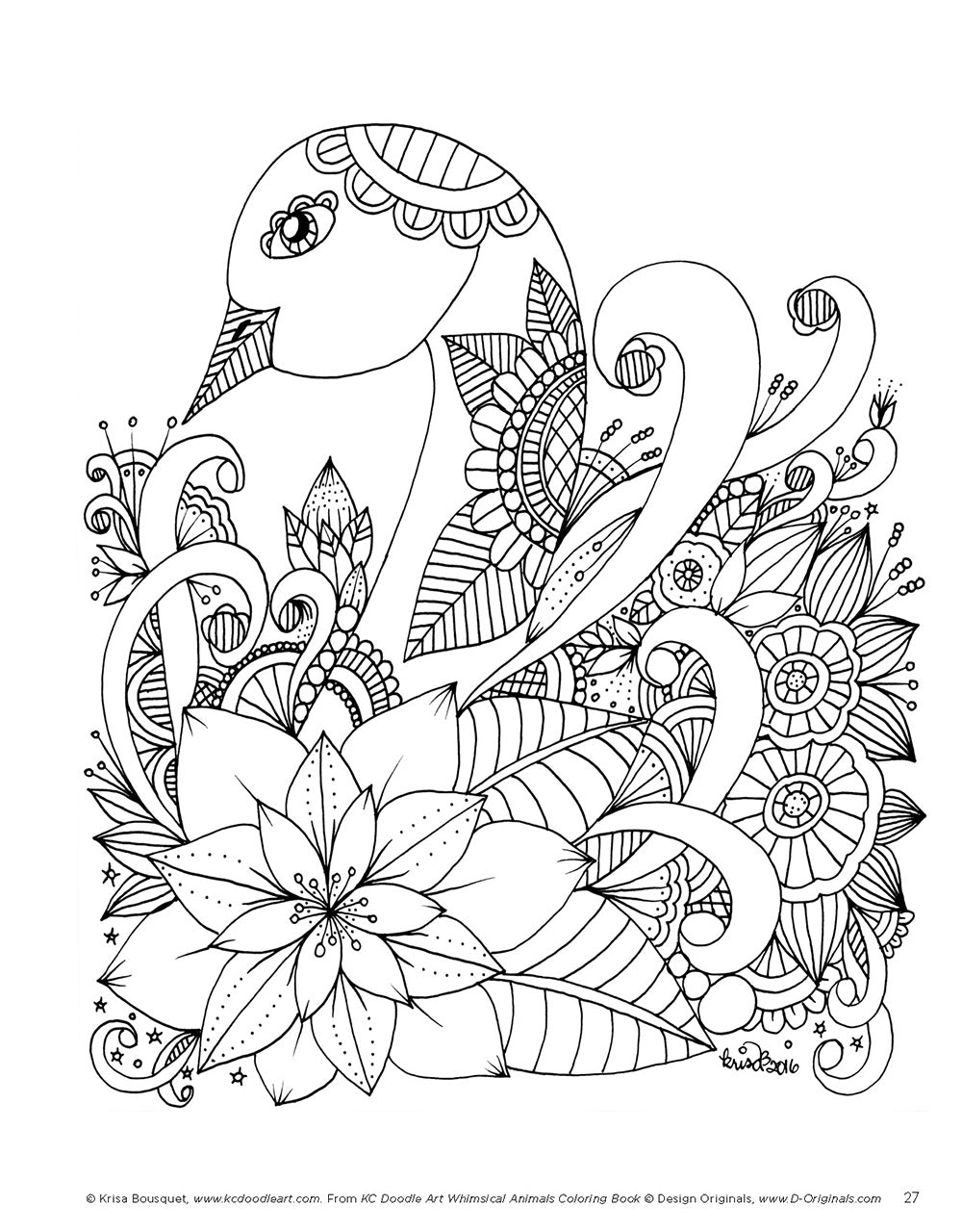 KC Doodle Art Whimsical Animals Coloring Book