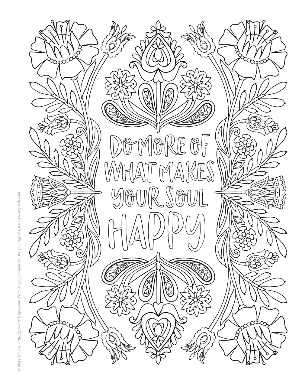 Happy Blossoms Coloring Book