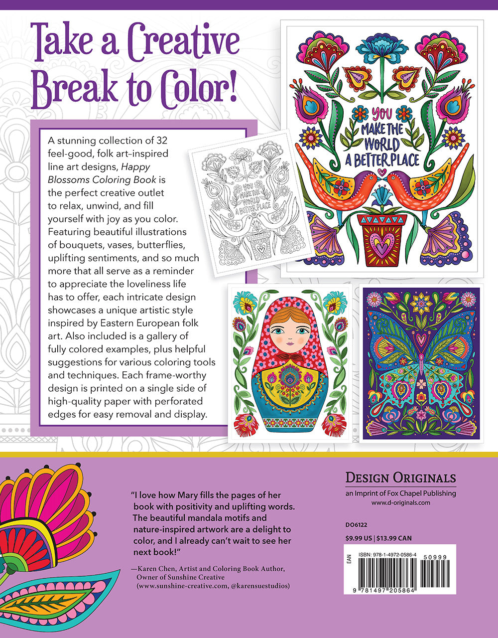 Happy Blossoms Coloring Book